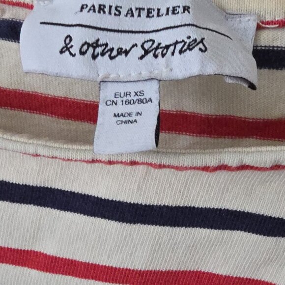 & OTHER STORIES | Breton Stripe Top navy Red Sz XS - Picture 5 of 7